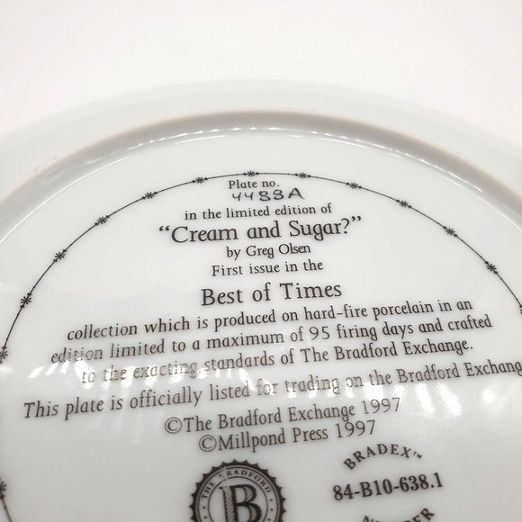 Cream And Sugar Collector Plate By Greg Olsen #1 Best Of Times Bradford Exchange - Picture 8 of 8